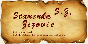 Stamenka Žižović vizit kartica